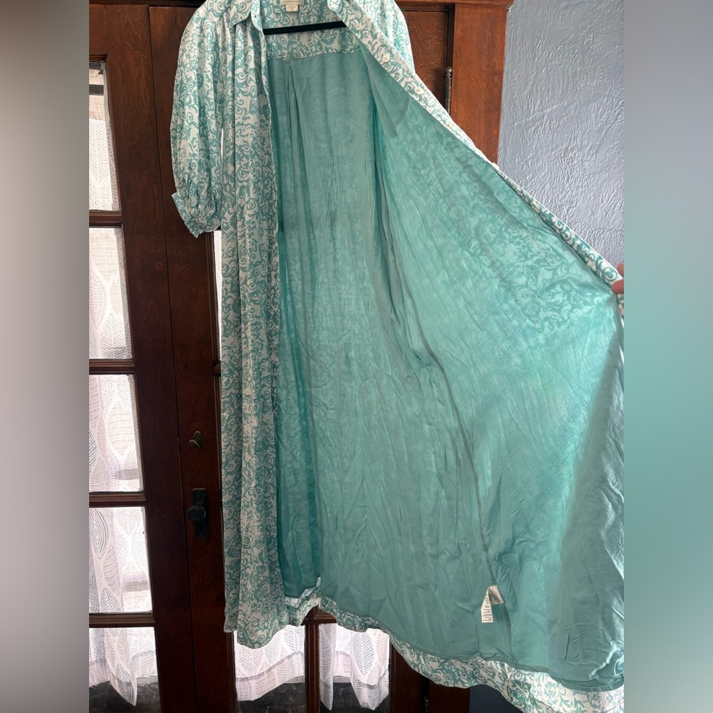 Anthropologie Maeve The Irene Linen Maxi Shirt Dress in Sky - Picture 11 of 11